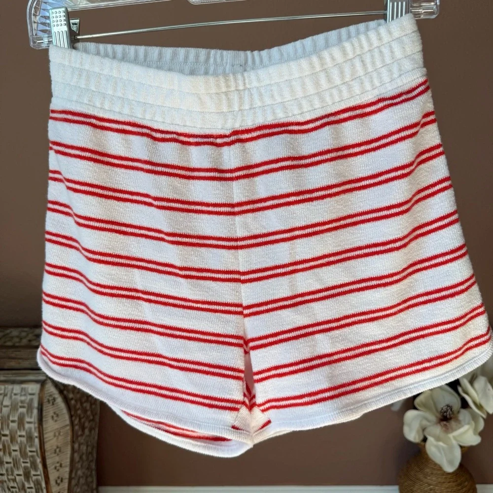 J. Crew Red and White Striped Hoody and Shorts Set - Picture 8 of 9